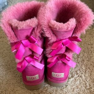 UGG  Hot Pink Suede Bow-Back Ankle Boots